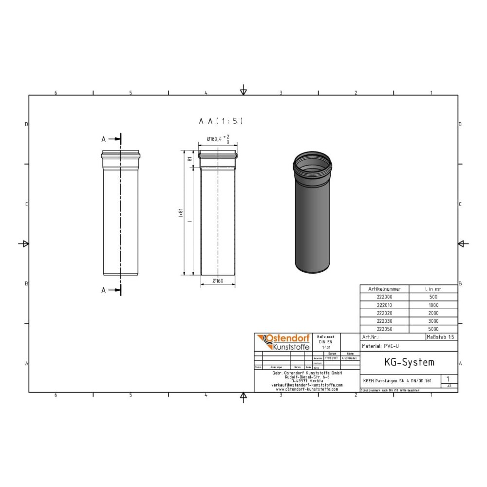 KGEM тръба SN 4 DN/OD 160 x 1000 mm-1