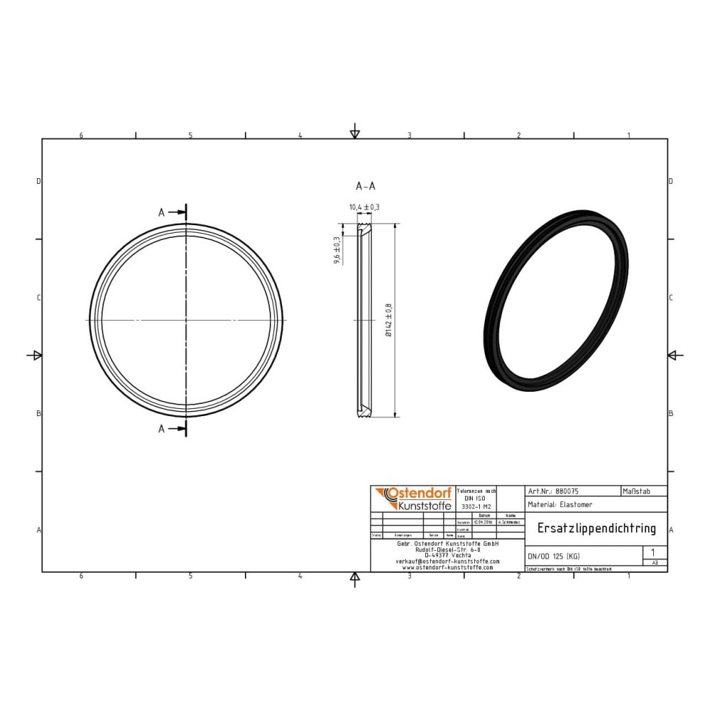 KG Резервен уплътнителен пръстен DN/OD 125 (KG PVC)-1