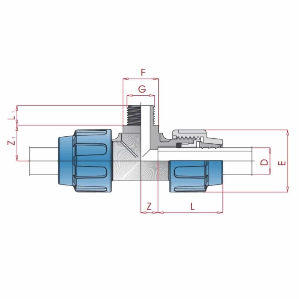 PP PE Pipe Fitting T-Piece 25 x 3/4" M x 25-0