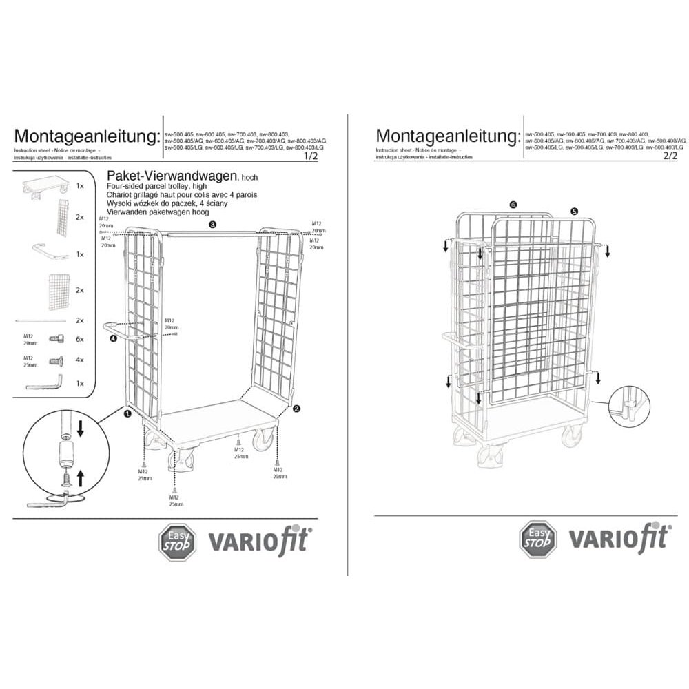 Пакет-четиристенна количка, висока тип М + EasySTOP-1