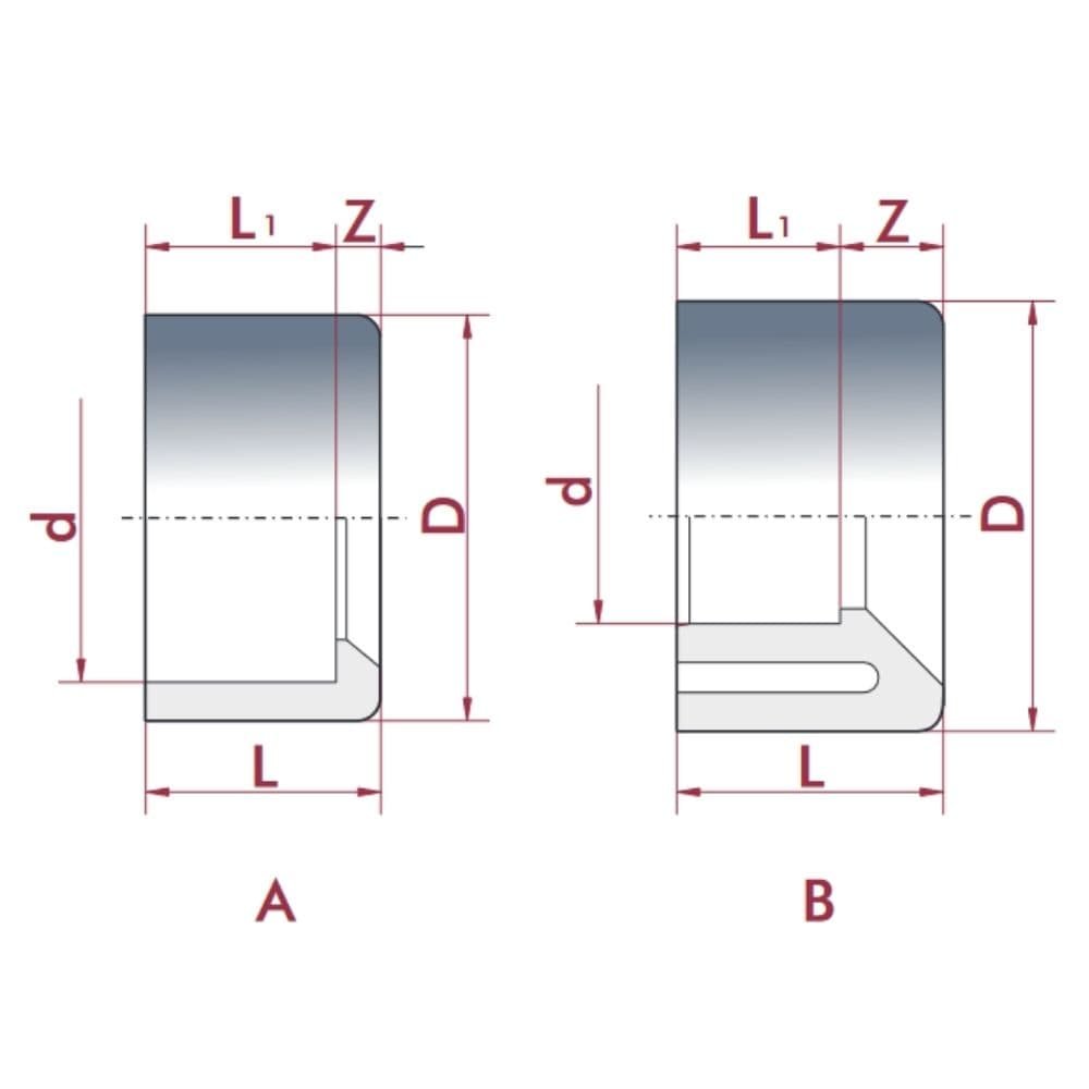 PVC-U Редукция къса 40 mm x 25 mm PN16-0