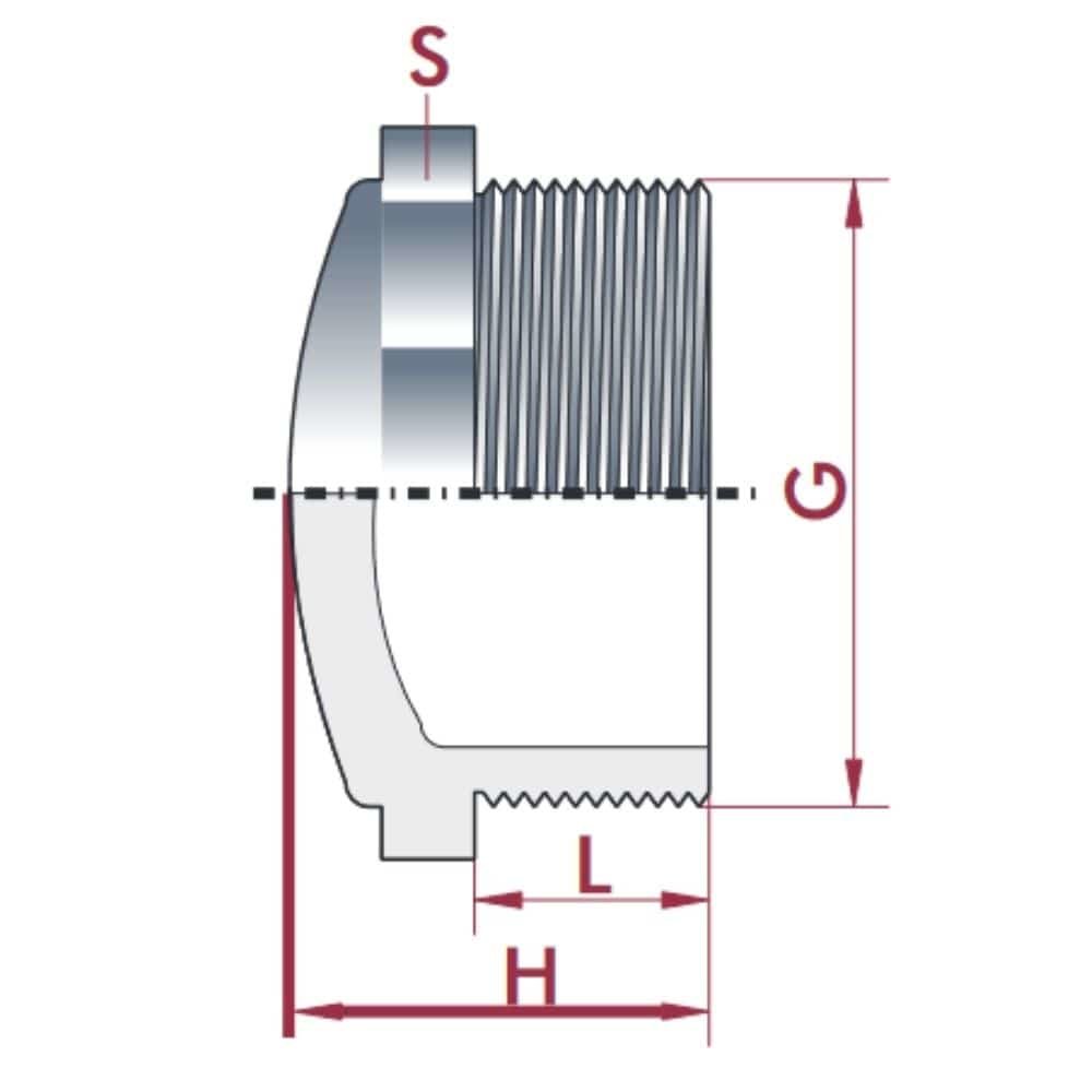 PVC-U тапи AG 1 1/2" PN10-0