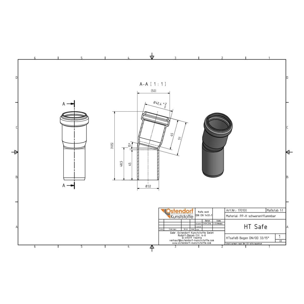 HTsafeB коляно DN/OD 32 30 градуса-1