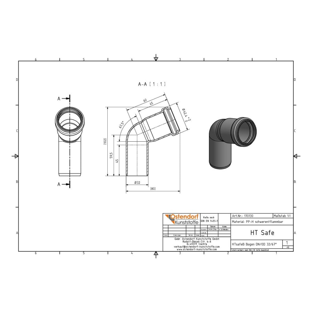 HTsafeB коляно DN/OD 32 67 градуса-1