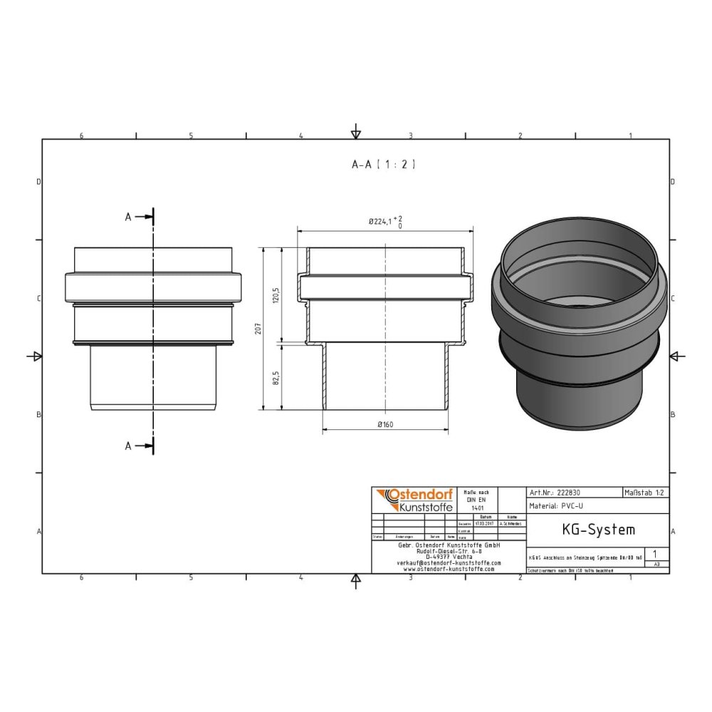 KGUS връзка към керамичен връх DN/OD 160-1