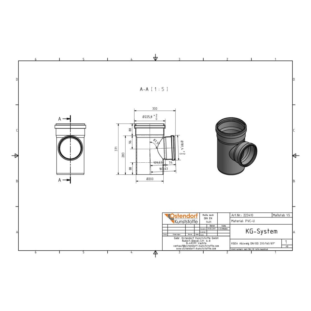 КГЕА разклонение DN/OD 200/125 87 градуса-1