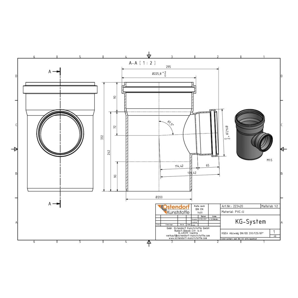 KGEA разклонение DN/OD 200/110 87 градуса-0