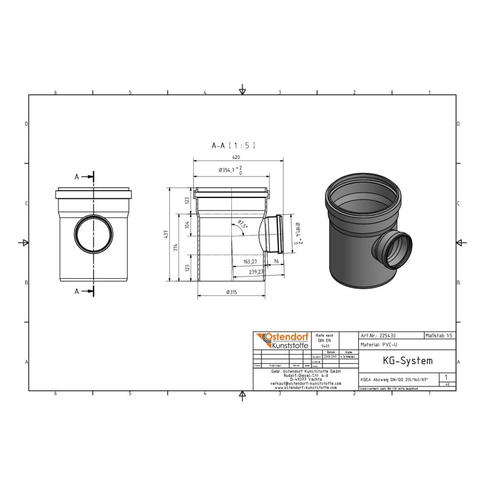 KGEA разклонение DN/OD 315/110 87 градуса-1