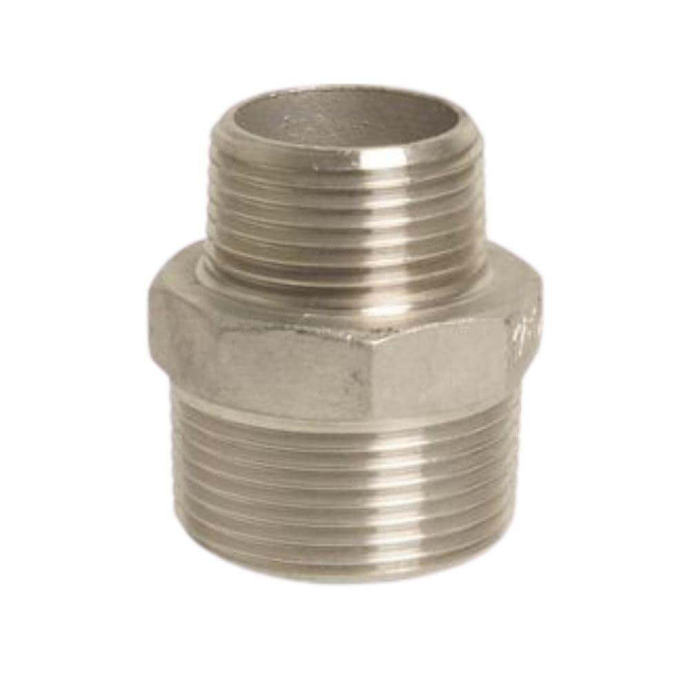 Threaded Fitting Stainless Steel Reducing Nipple 3/4" M x 1/2" M