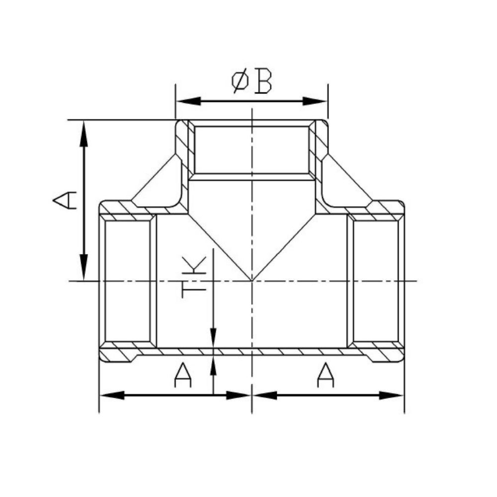 Threaded Fitting Stainless Steel T-Piece 90° 1" IG-1